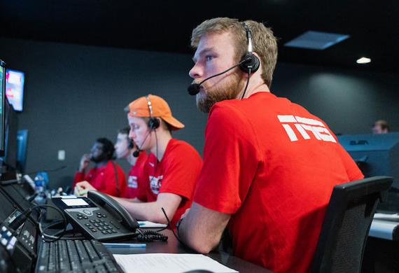 An image of students working in Marist's on campus ESPN Teaching Control Room.